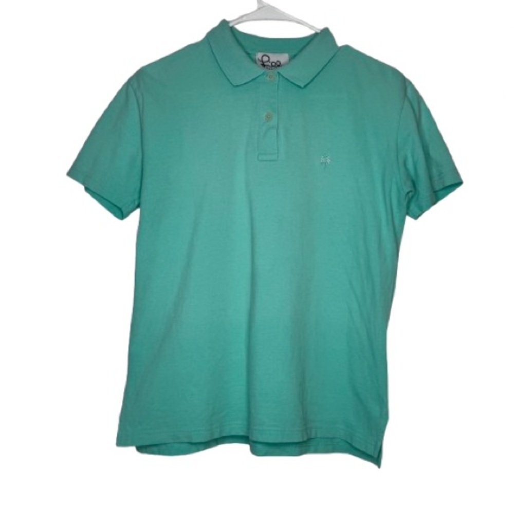 Lilly Pulitzer Vintage 90s Teal Polo Shirt Resort wear size small 100% cotton